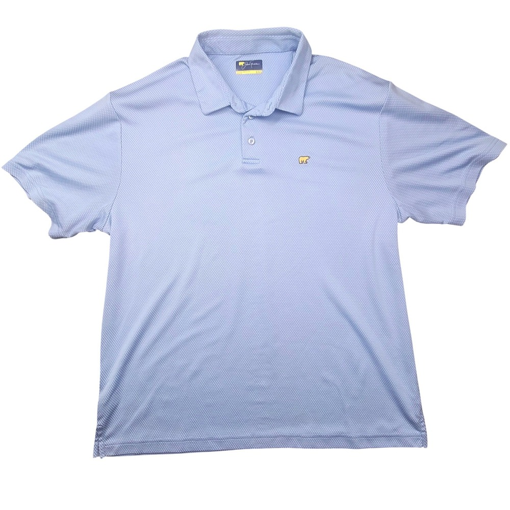 Jack Nicklaus Mens XL Blue‎ Micro Textured Golden Bear Logo Golf Polo Shirt